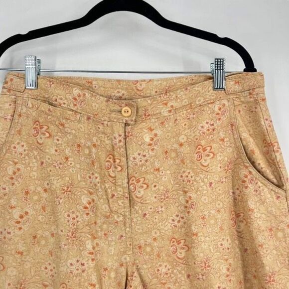 Vintage Woolrich Wicker Floral Linen Blend Crop Capri Pants Orange yellow Size 8 - Picture 5 of 12